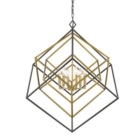 Z-Lite Euclid 6 Light Chandelier, Olde Brass + Bronze 457-6OBR-BRZ